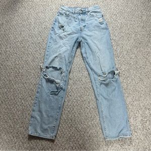 PacSun Eco Light Blue Distressed Dad Jeans Womens 28 High Rise Blue Denim